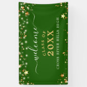 Klasse Reunion Welkom Groen Gouden Sterren Lichten Spandoek (Verticaal)