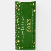 Klasse Reunion Welkom Groen Gouden Sterren Spandoek (Verticaal)