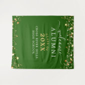 Klasse Reunion Welkom Groen Gouden Sterren Wandkleed (Voorkant (horizontaal))