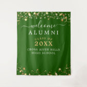 Klasse Reunion Welkom Groen Gouden Sterren Wandkleed (Voorkant)