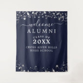 Klasse Reunion Welkom Marine Blauwe Sterren Wandkleed (Voorkant)