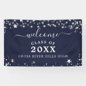 Klasse Reunion Welkom Marine Blue Stars Lights Spandoek (Horizontaal)