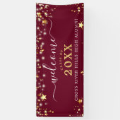 Klasse Reunion Welkom Maroon gouden sterren Spandoek (Verticaal)