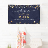 Klasse Reunion Welkom Navy Gold Stars Confetti Spandoek (Insitu)