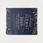 Klasse Reunion Welkom Navy Gold Stars Confetti Wandkleed (Voorkant (horizontaal))