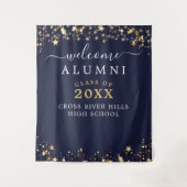 Klasse Reunion Welkom Navy Gold Stars Confetti Wandkleed (Voorkant)