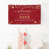 Klasse Reunion Welkom Rode Gouden Sterren Lichten Spandoek (Insitu)