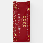 Klasse Reunion Welkom Rode Gouden Sterren Spandoek (Verticaal)