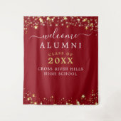 Klasse Reunion Welkom Rode Gouden Sterren Wandkleed (Voorkant)