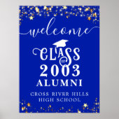 Klasse Reunion Welkom Royal Blue Gold Stars Custom Poster (Voorkant)