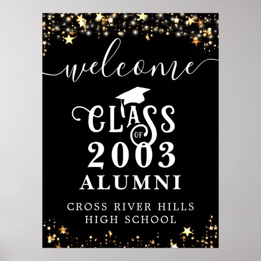 Klasse Reunion Welkom Zwart Goud Sterren Custom Poster (Voorkant)