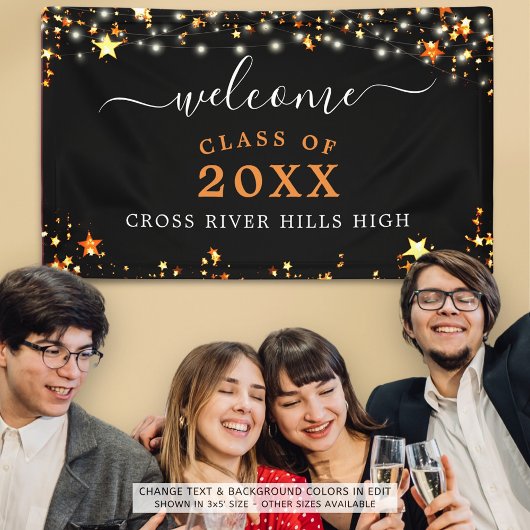 Klasse Reunion Welkom Zwart Sinaasappel Sterren Li Spandoek