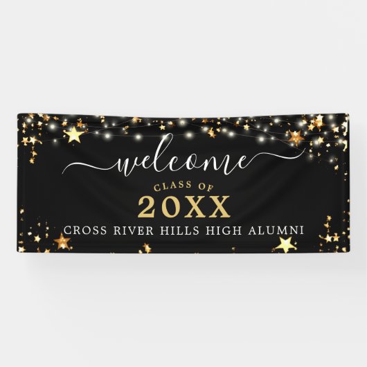 Klasse Reunion Welkome gouden sterren Aangepaste k Spandoek (Horizontaal)