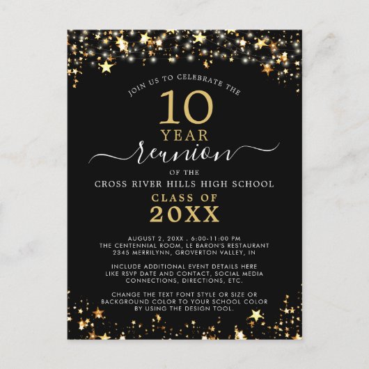 Klasse Reunion zwarte gouden sterren elk jaar Briefkaart (Voorkant)