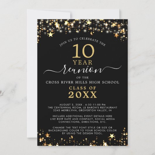 Klasse Reunion zwarte gouden sterren elk jaar Kaart (Voorkant)