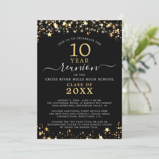 Klasse Reunion zwarte gouden sterren elk jaar Kaart (Staand voorkant)