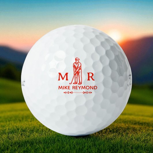 Klasse Rode Golfer Monogram Golfballen