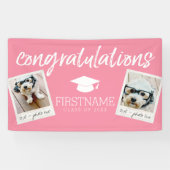 Klasse Roze Afstuderen 2 Square Photo Collage Spandoek (Horizontaal)