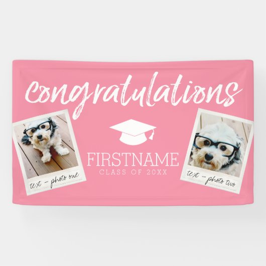 Klasse Roze Afstuderen 2 Square Photo Collage Spandoek (Horizontaal)