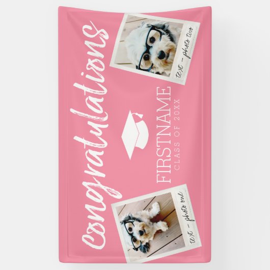 Klasse Roze Afstuderen 2 Square Photo Collage Spandoek (Verticaal)