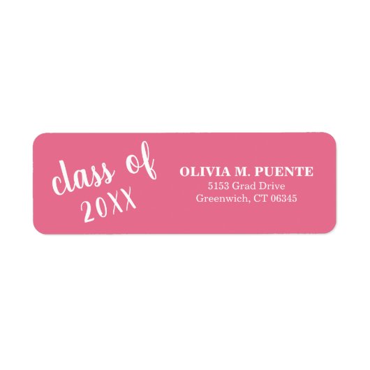 Klasse Roze Afstuderen Return-adres Etiket (Voorkant)