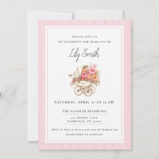 Klasse roze babyshower uitnodiging