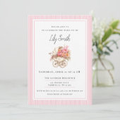 Klasse roze babyshower uitnodiging (Staand voorkant)