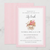 Klasse roze babyshower uitnodiging (Voorkant / Achterkant)