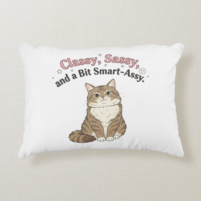 Klasse, Sassige & Brutaal Kat Design Accent Kussen (Voorkant)