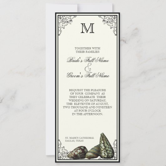 Klasse Shells Black en Cream - Weddenschap Kaart (Voorkant)