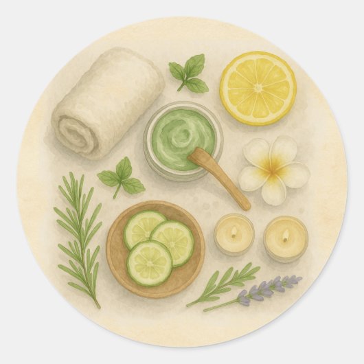 Klasse Spa Verwennings Schoonheidsdag Ronde Sticker (Voorkant)