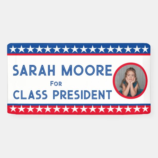 Klasse Stem" Blauw en Rood FOTO Verkiezingsschool Spandoek (Horizontaal)