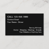 Klasse Taxi of Uber Chauffeur Transport Visitekaartje (Achterkant)