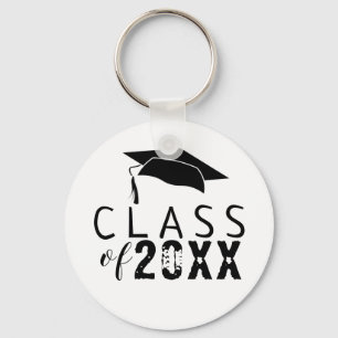 Klasse Typografie Black Graduation Cap Sleutelhanger