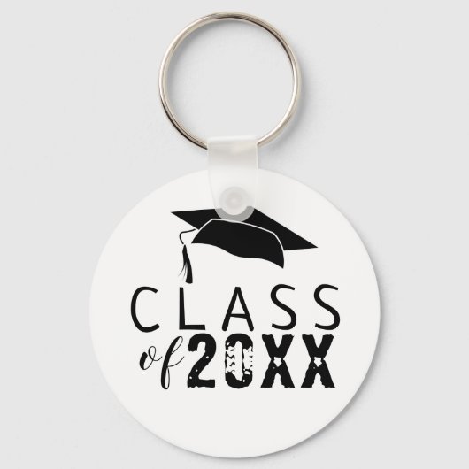 Klasse Typografie Black Graduation Cap Sleutelhanger (Voorkant)