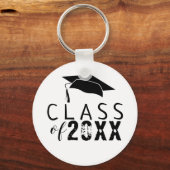 Klasse Typografie Black Graduation Cap Sleutelhanger (Voorkant)
