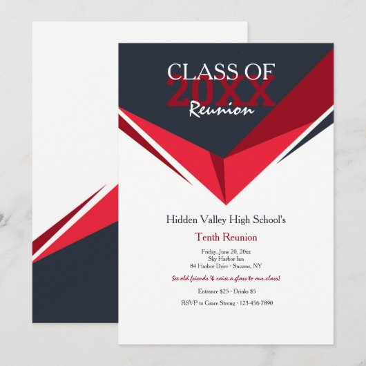 Klasse Uitnodiging reunion (Voorkant / Achterkant)