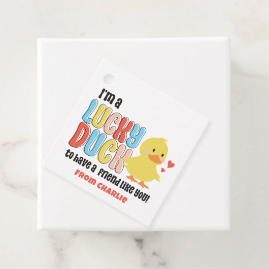 Klasse Valentijnse Lucky Duck Rubber Ducky Bedankjes Labels (In situ)