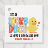 Klasse Valentijnse Lucky Duck Rubber Ducky Bedankjes Labels (Voorkant)