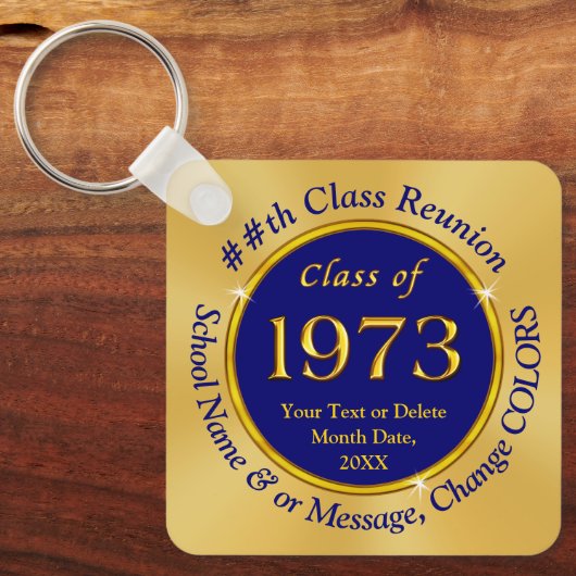 Klasse van 1973 Ideeën. Blauwe KLEUREN, reünie Sleutelhanger (Voorkant)