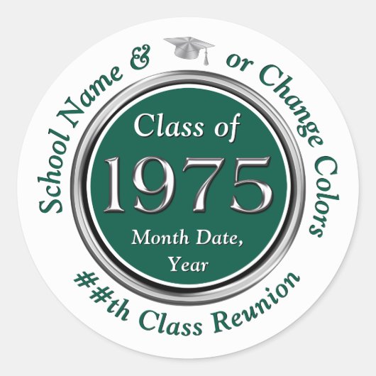 Klasse van 1975 Reunion Stickers of TRANSFER Desig (Voorkant)