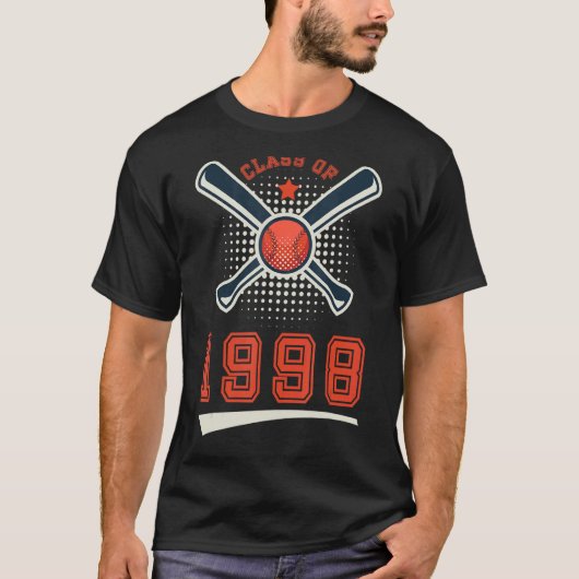 Klasse van 1998 School Afstuderen Baseball Player T-shirt (Voorkant)