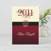 Klasse van 2011 Cream & Burgandy Aankondiging (Staand voorkant)