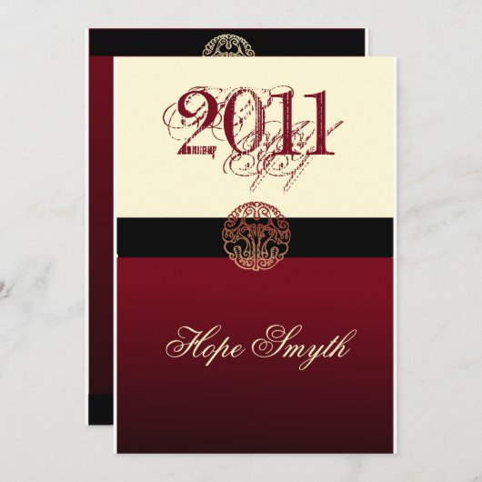 Klasse van 2011 Cream & Burgandy Aankondiging (Voorkant / Achterkant)
