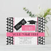 Klasse van 2011 Houndstooth & Roze Afstuderen Kaart (Staand voorkant)