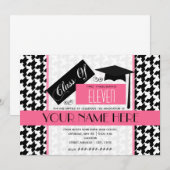 Klasse van 2011 Houndstooth & Roze Afstuderen Kaart (Voorkant / Achterkant)