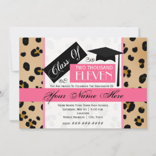Klasse van 2011 Luipaard afdrukken en roze Afstude Kaart