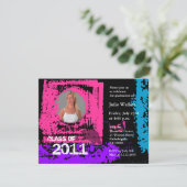 Klasse van 2011 Uitnodiging PXP238 Neon Color (Staand voorkant)
