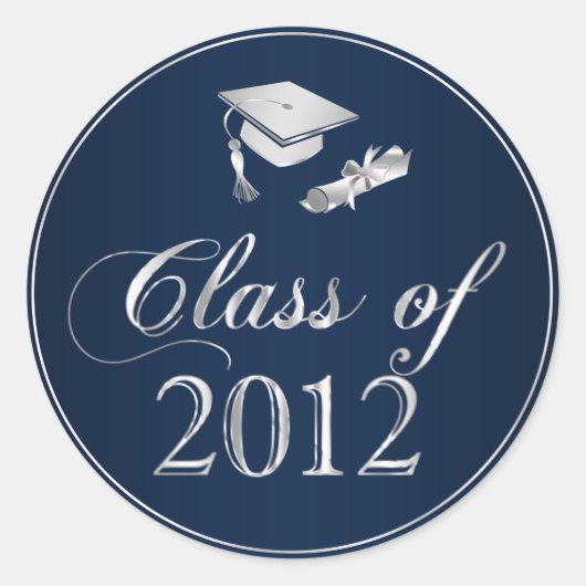 Klasse van 2012 Afstuderen Pet & Diploma Seals Ronde Sticker (Voorkant)