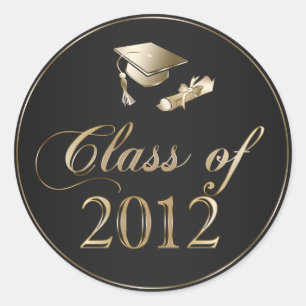 Klasse van 2012 Afstuderen Pet & Diploma Seals Ronde Sticker